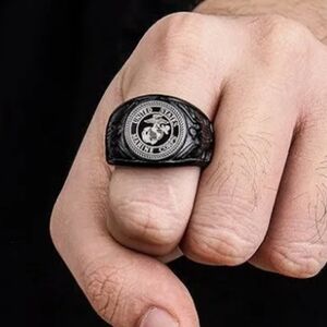 Stainless signet EGA military silver USMC United States Marine Corps ring